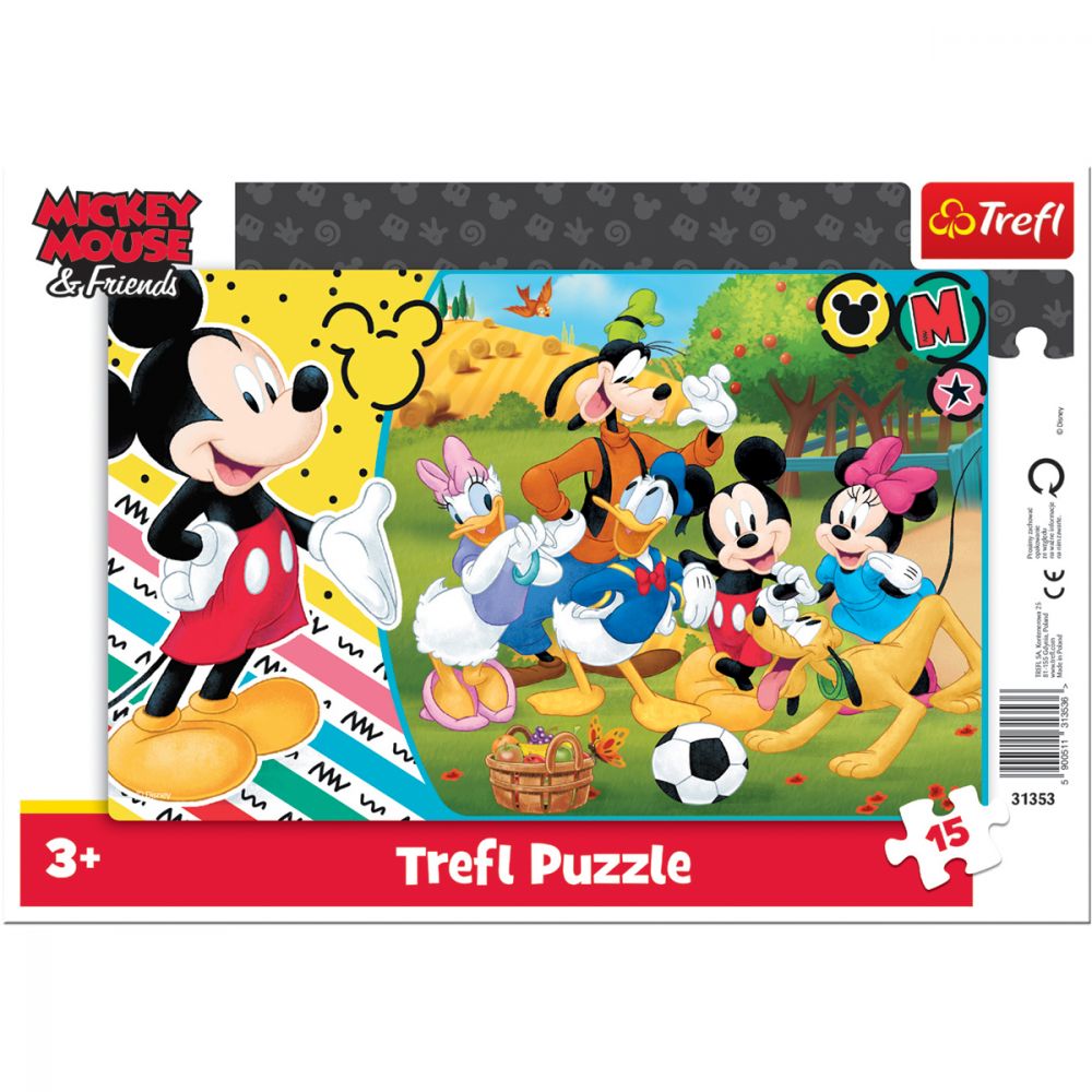 Puzzle Trefl 15 piese in rama, Mickey la tara, Disney Mickey Mouse