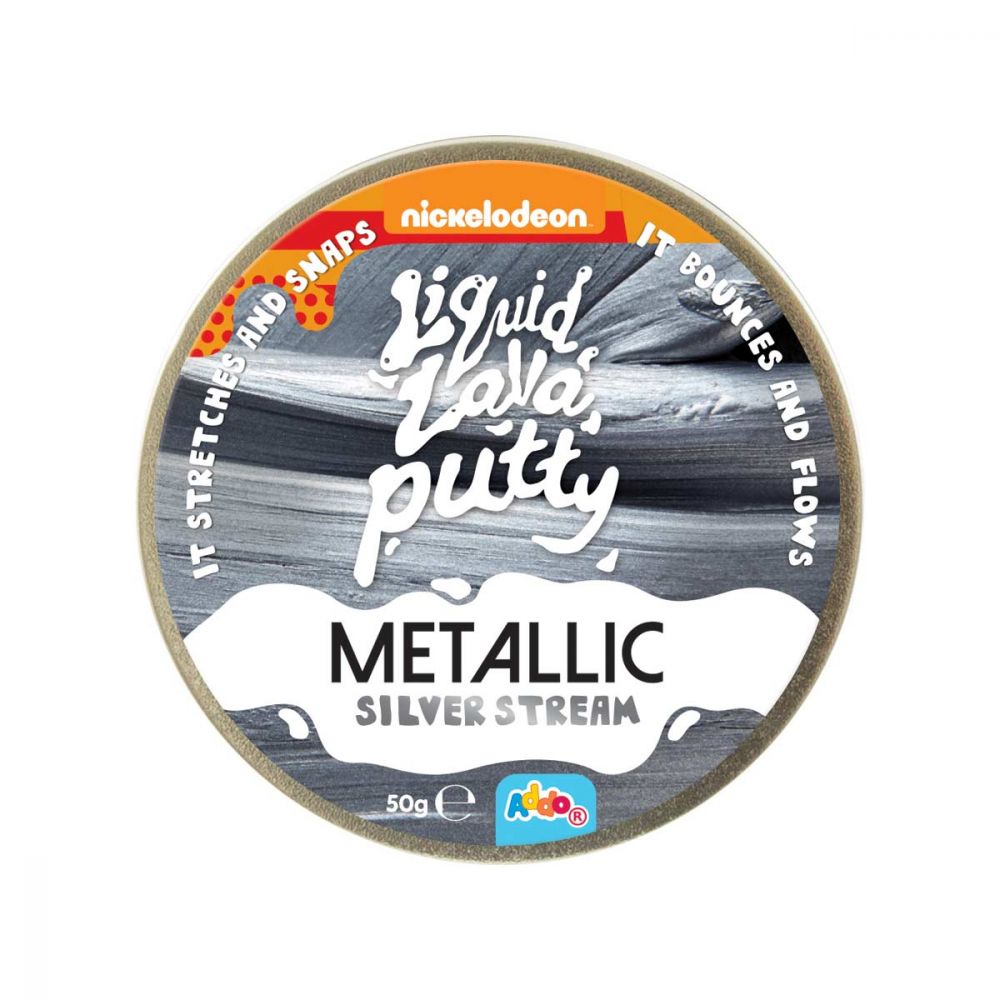 Plastilina inteligenta Nickelodeon Lava Putty, Metallic Silver