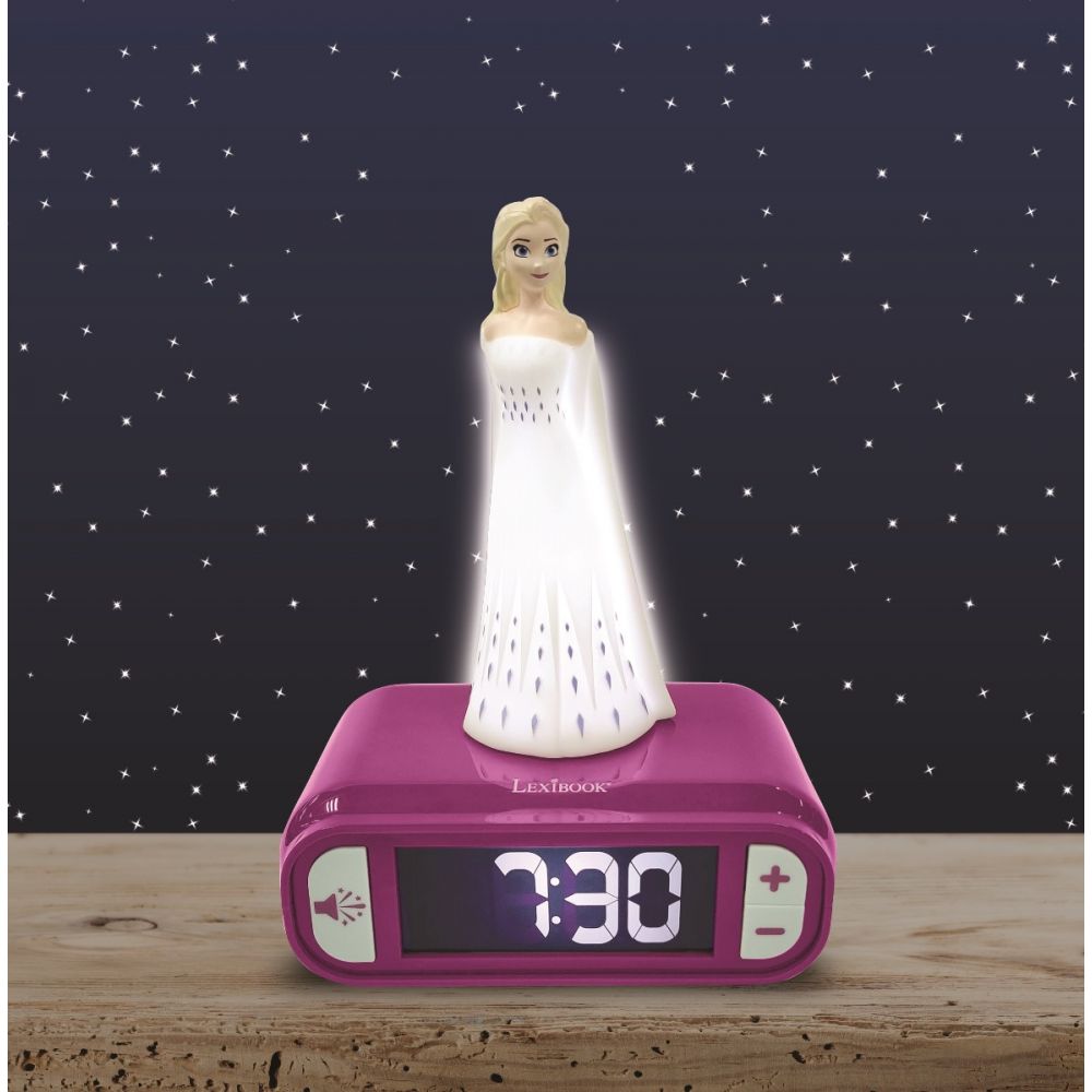 Ceas desteptator digital cu lumina de noapte, Lexibook, Frozen 2