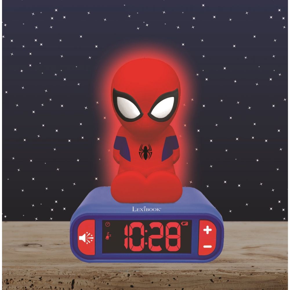 Ceas desteptator digital cu lumina de noapte, Lexibook, Spiderman