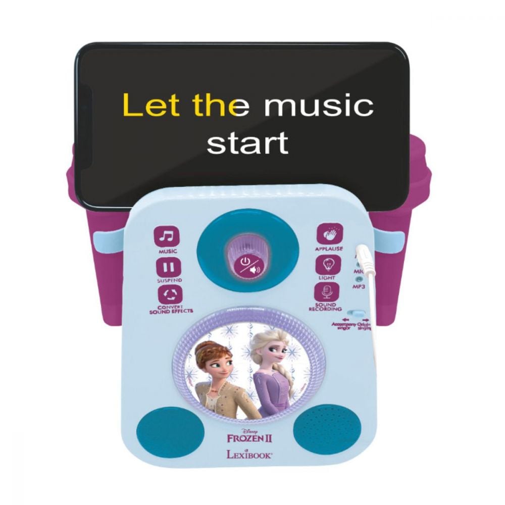 Set Karaoke portabil, Lexibook, cu 2 microfoane, sunete si lumini, Disney Frozen 2