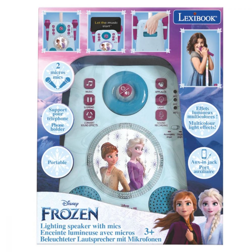 Set Karaoke portabil, Lexibook, cu 2 microfoane, sunete si lumini, Disney Frozen 2