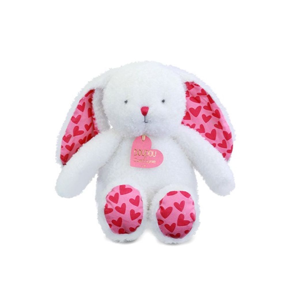 Jucarie de plus in punga cadou, Doudou, Iepuras, Te iubesc, 25 cm