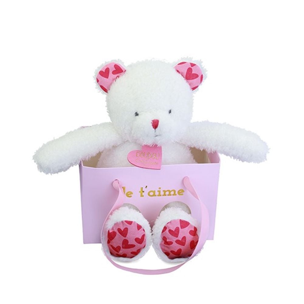 Jucarie de plus in punga cadou, Doudou, Ursulet, Te iubesc, 25 cm