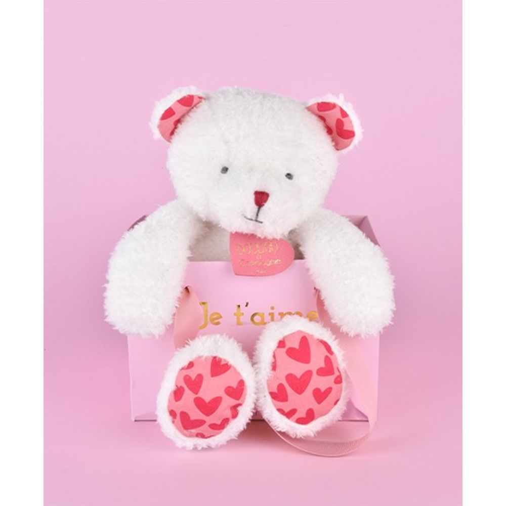 Jucarie de plus in punga cadou, Doudou, Ursulet, Te iubesc, 25 cm