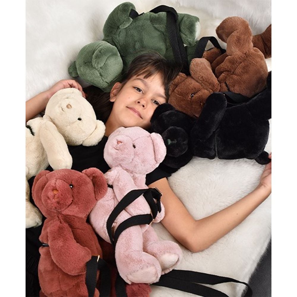Jucarie de plus, Doudou, Ursulet, geanta crossbody, Roz, 30 cm