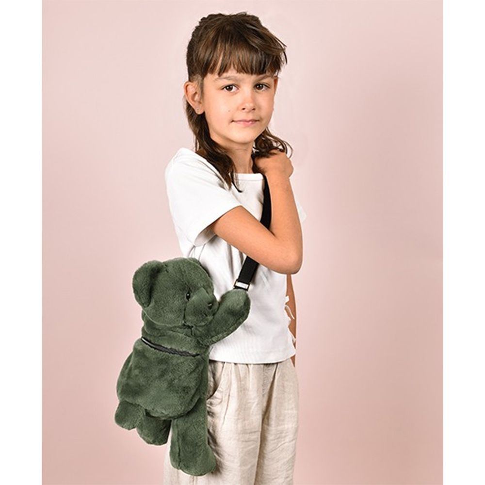 Jucarie de plus, Doudou, Ursulet, geanta crossbody, Kaki, 30 cm