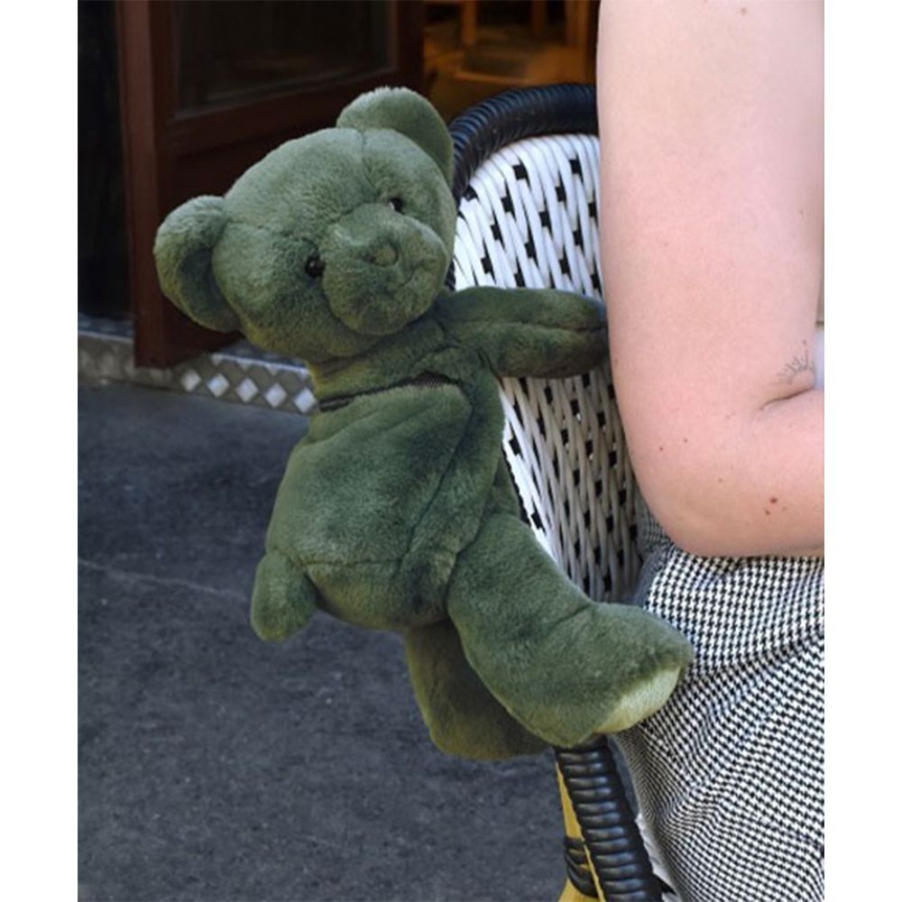 Jucarie de plus, Doudou, Ursulet, geanta crossbody, Kaki, 30 cm