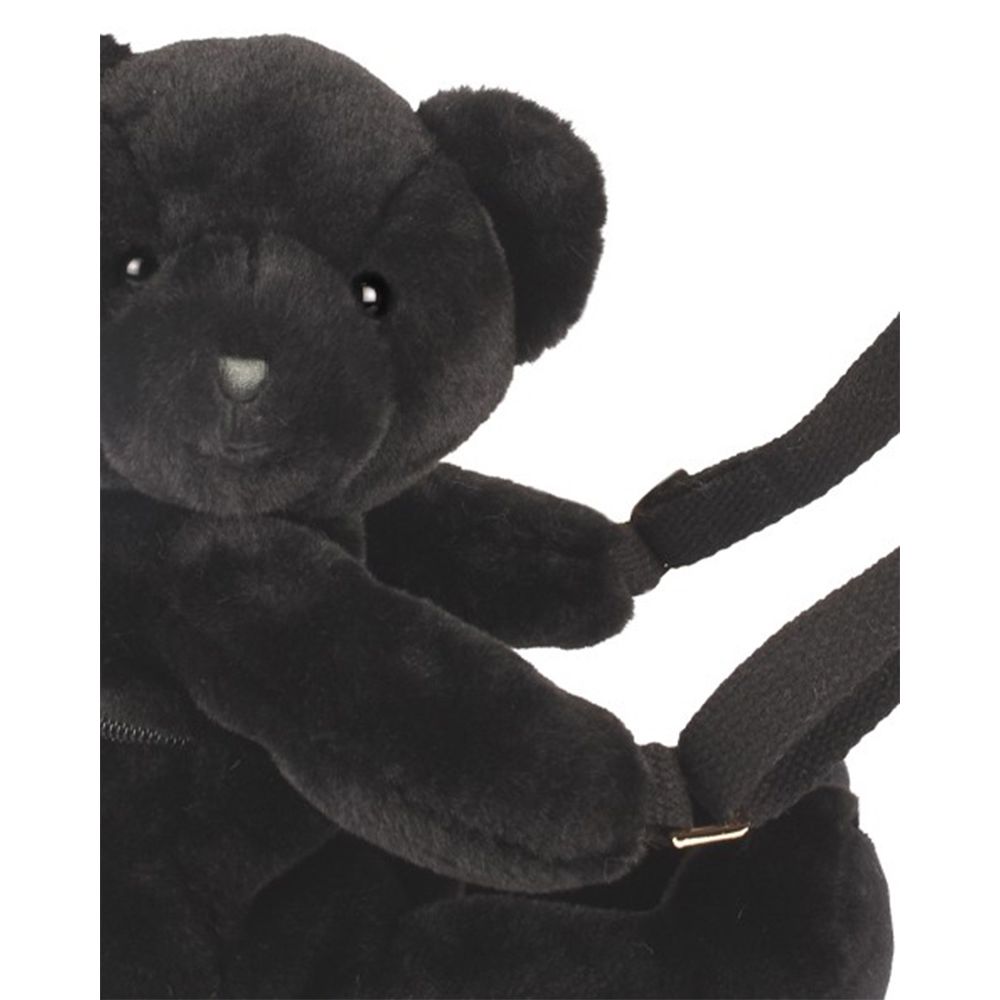 Jucarie de plus, Doudou, Ursulet, geanta crossbody, Negru, 30 cm
