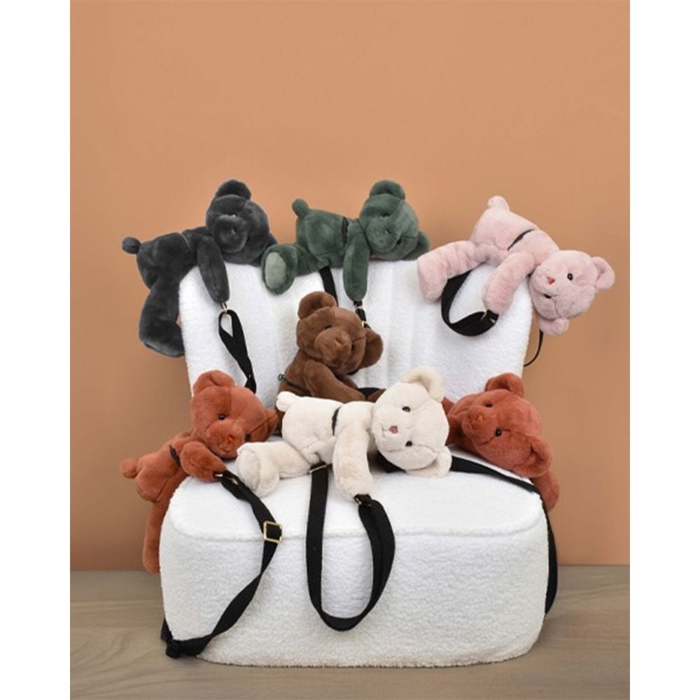 Jucarie de plus, Doudou, Ursulet, geanta crossbody, Teracota, 30 cm