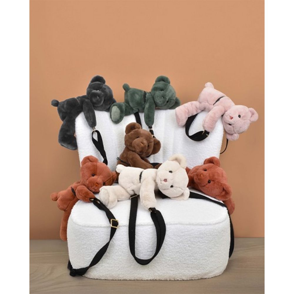 Jucarie de plus, Doudou, Ursulet, geanta crossbody, Maro, 30 cm