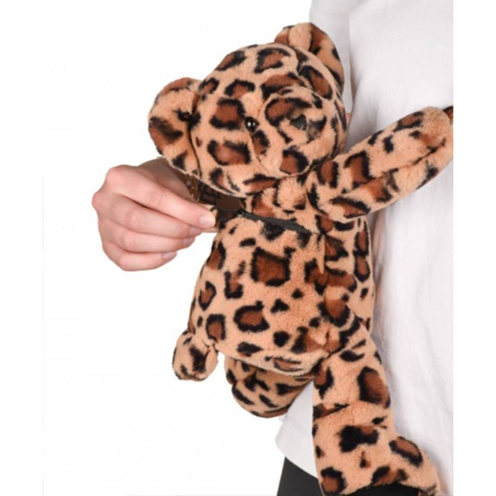 Jucarie de plus, Doudou, Ursulet, geanta crossbody, Leopard, 30 cm