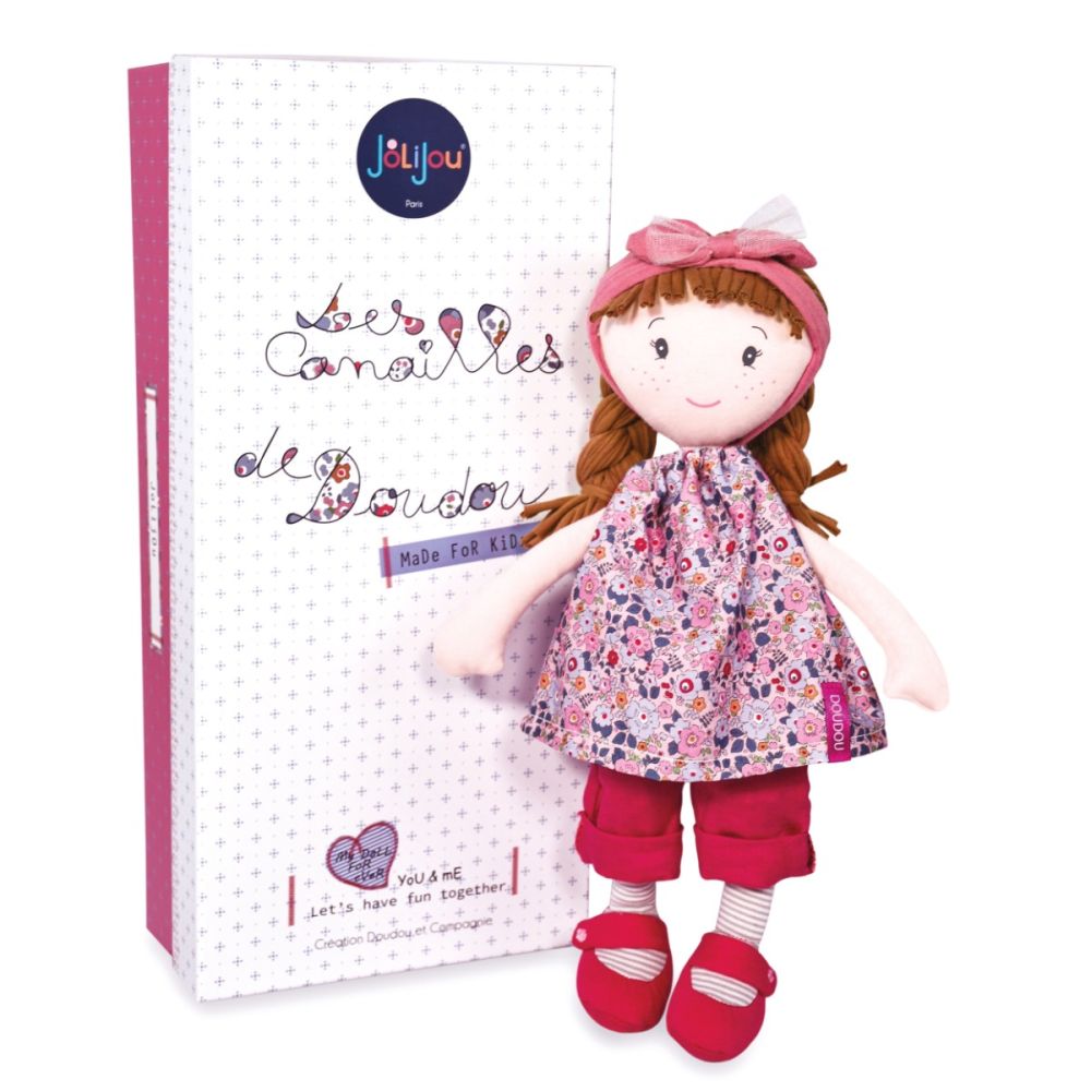 Papusa din material textil, Jolijou, Capucine, 36 cm, Rosu