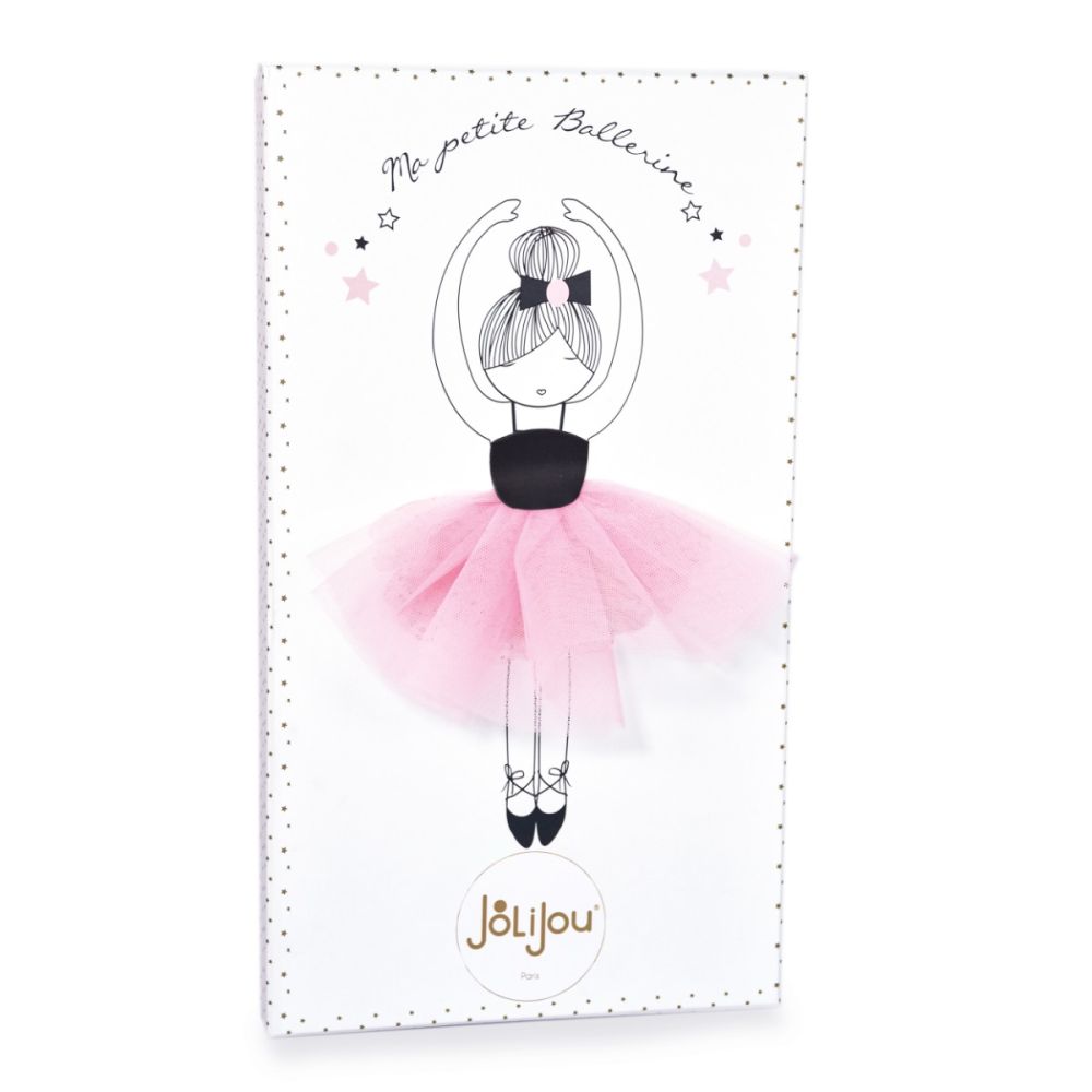 Papusa balerina din material textil, Jolijou, Anais, 35 cm, Alb