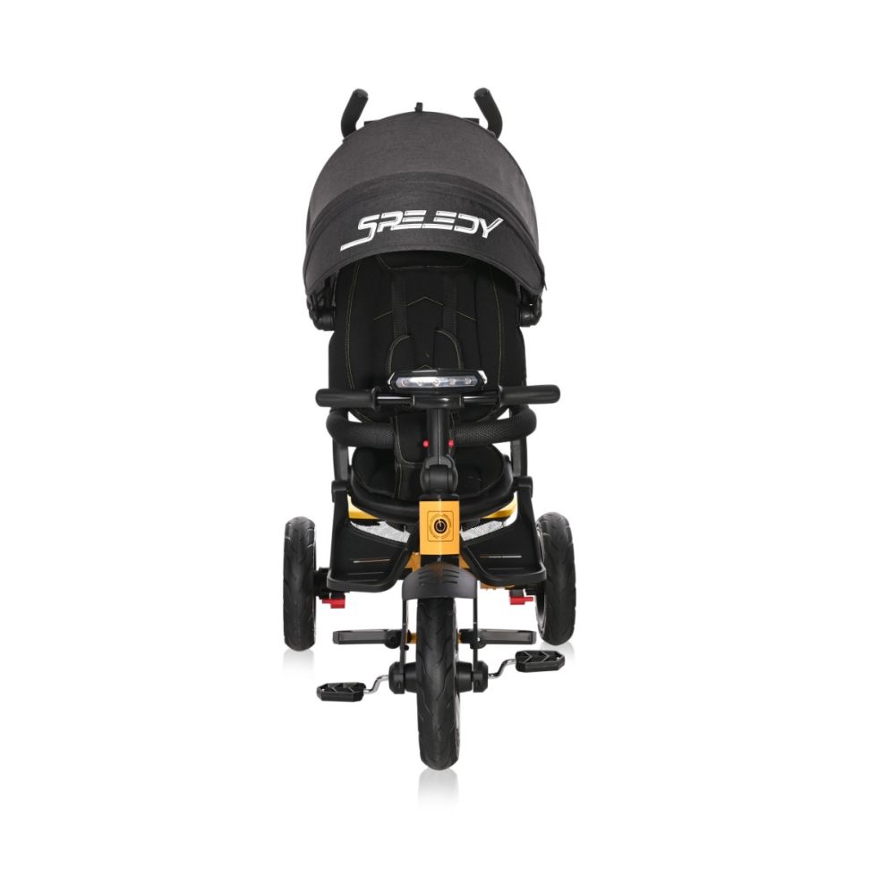 Tricicleta multifunctionala, 4 in 1, roti gonflabile, scaun rotativ, Lorelli Speedy Air, Yellow Black