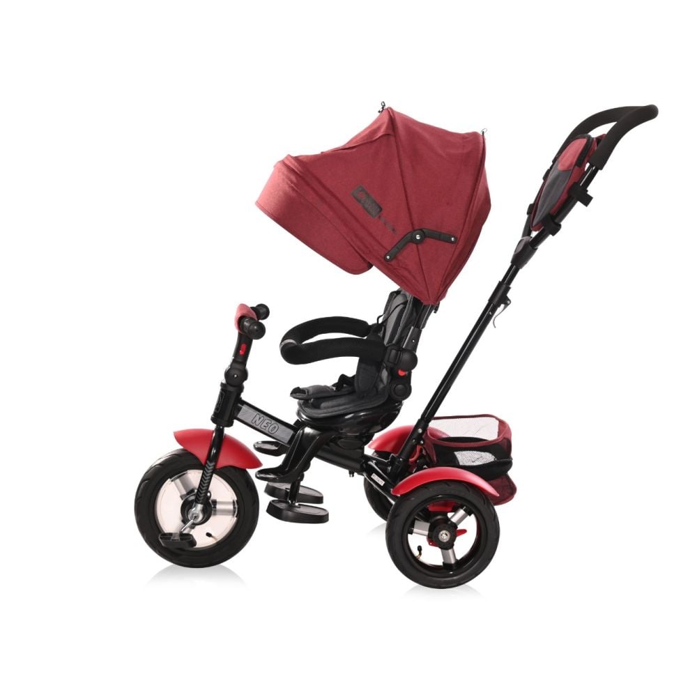Tricicleta multifunctionala, cu roti gonflabile, 4 in 1, Lorelli Neo Air, Red Black Luxe