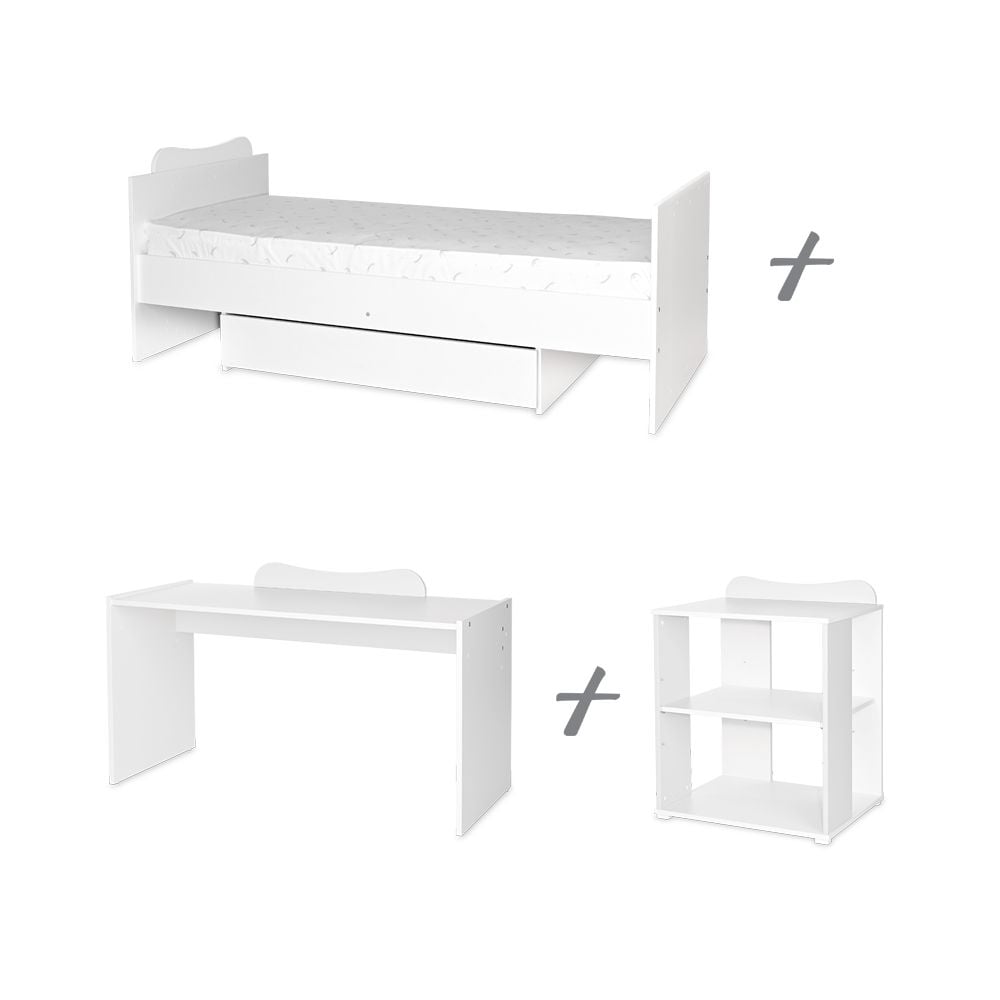 Patut modular multifunctional Lorelli, 5 configurari diferite, 190 x 72 cm, Multi White