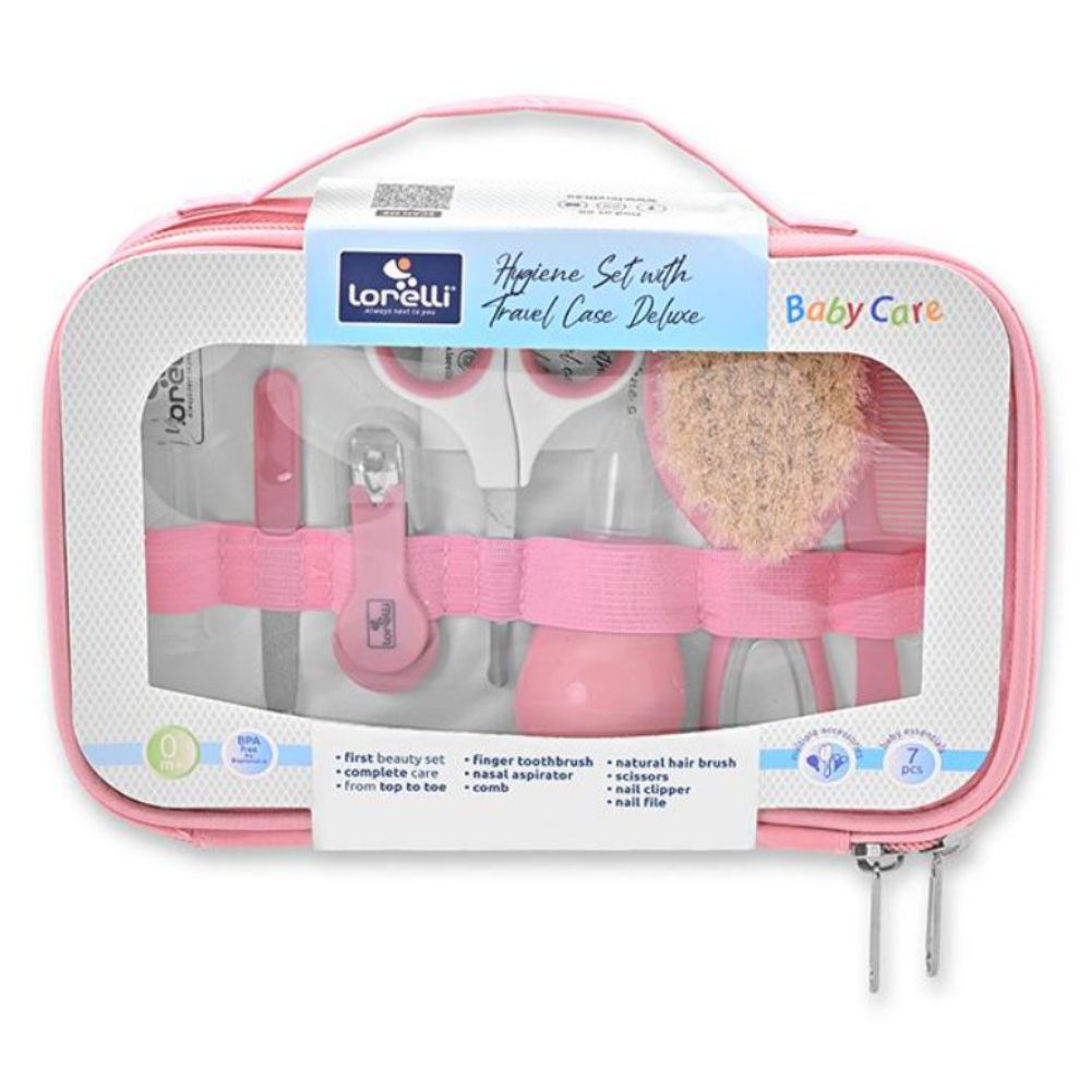 Set de ingrijire bebelusi, Lorelli, 7 produse esentiale, 0 luni+, Blush Pink