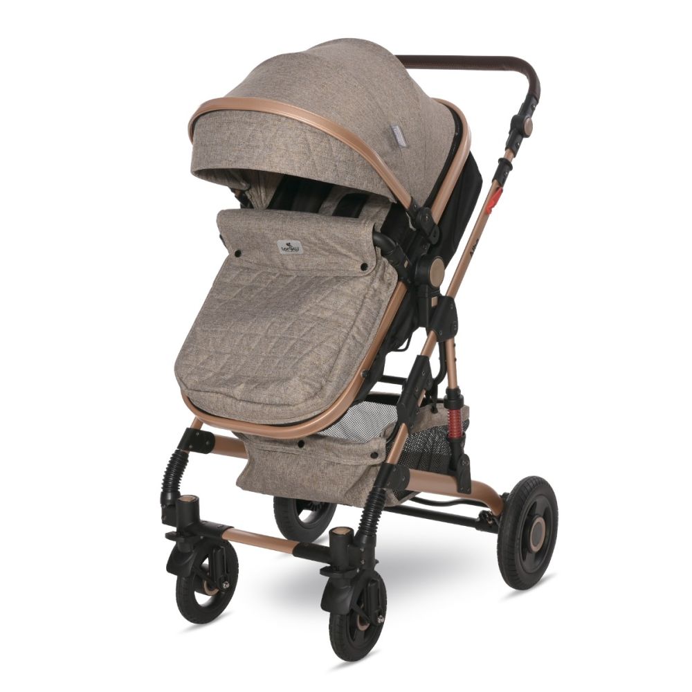 Carucior transformabil, Lorelli Alba Premium, set adaptori pentru cosulet auto inclus, Pearl Beige