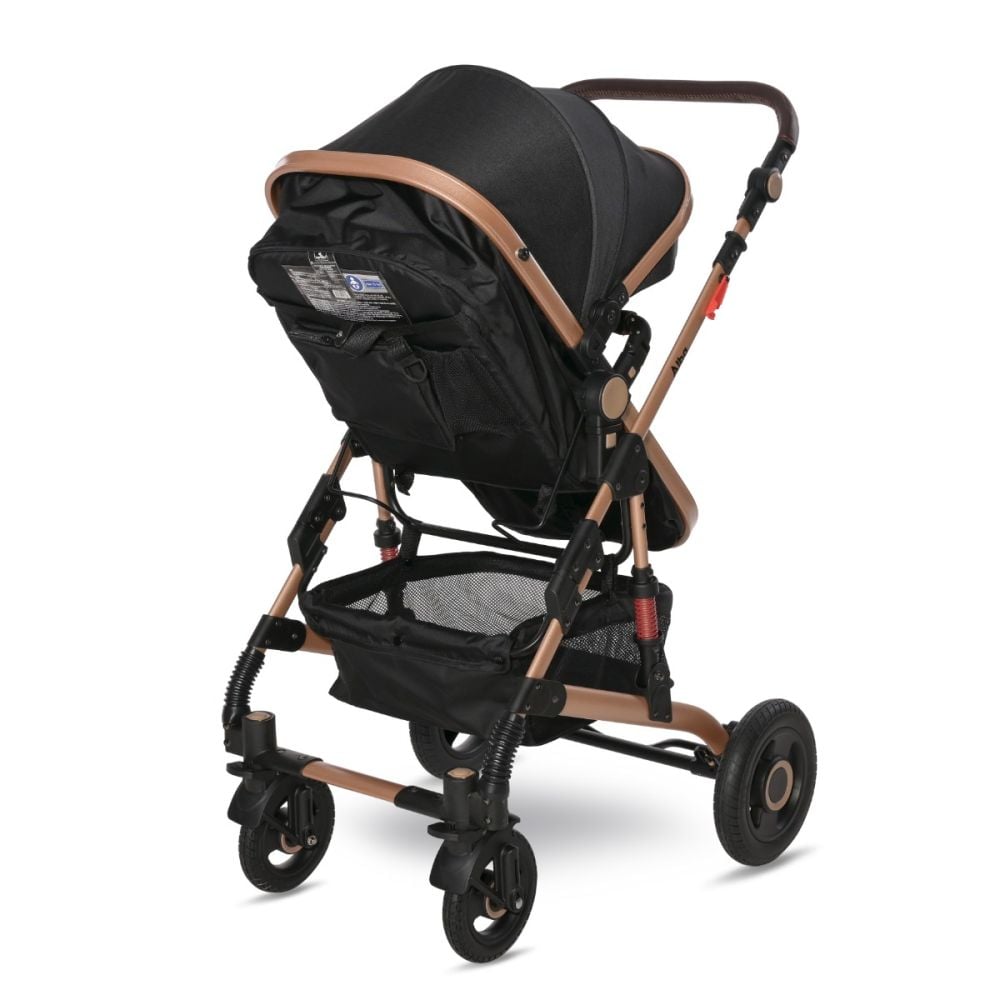 Carucior transformabil, Lorelli Alba Premium, set adaptori pentru cosulet auto inclus, Black