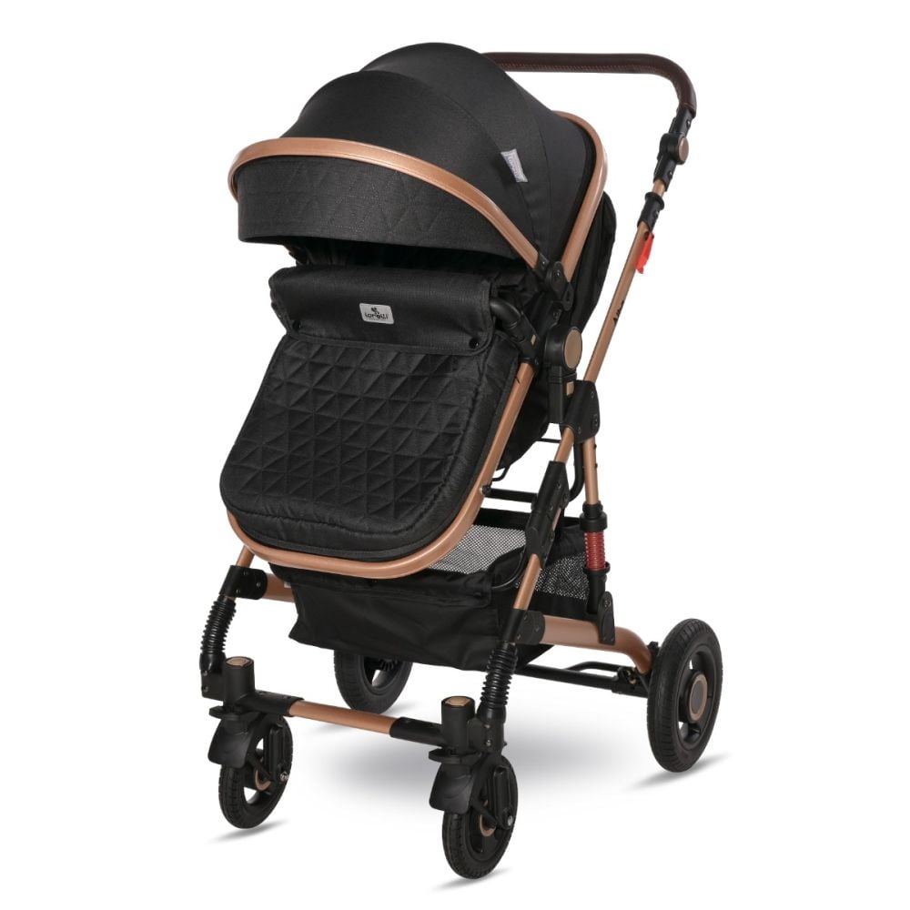Carucior transformabil, Lorelli Alba Premium, set adaptori pentru cosulet auto inclus, Black