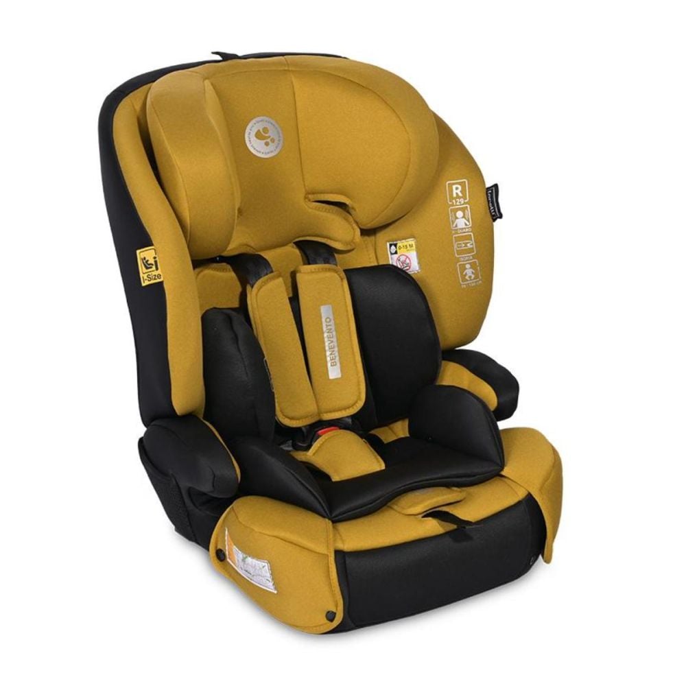 Scaun auto cu isofix I-Size, 76-150 cm, Lorelli Benevento, Lemon curry