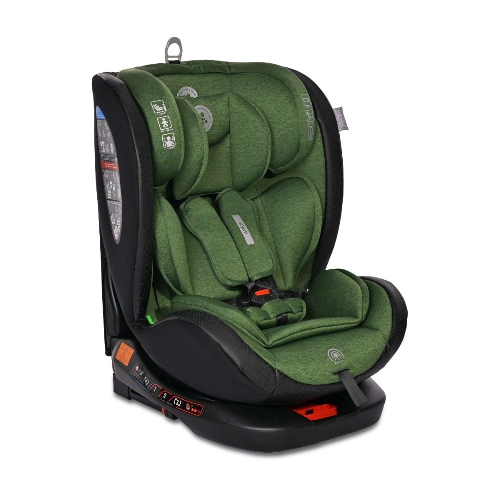 Scaun auto, Lorelli Ares, Isofix, i-Size, rotativ 360 grade, 40-150 cm, 0 luni-12 ani, Green
