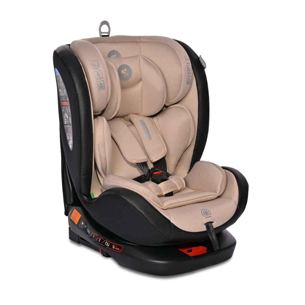 Scaun auto, Lorelli Ares, Isofix, i-Size, rotativ 360 grade, 40-150 cm, 0 luni-12 ani, Beige