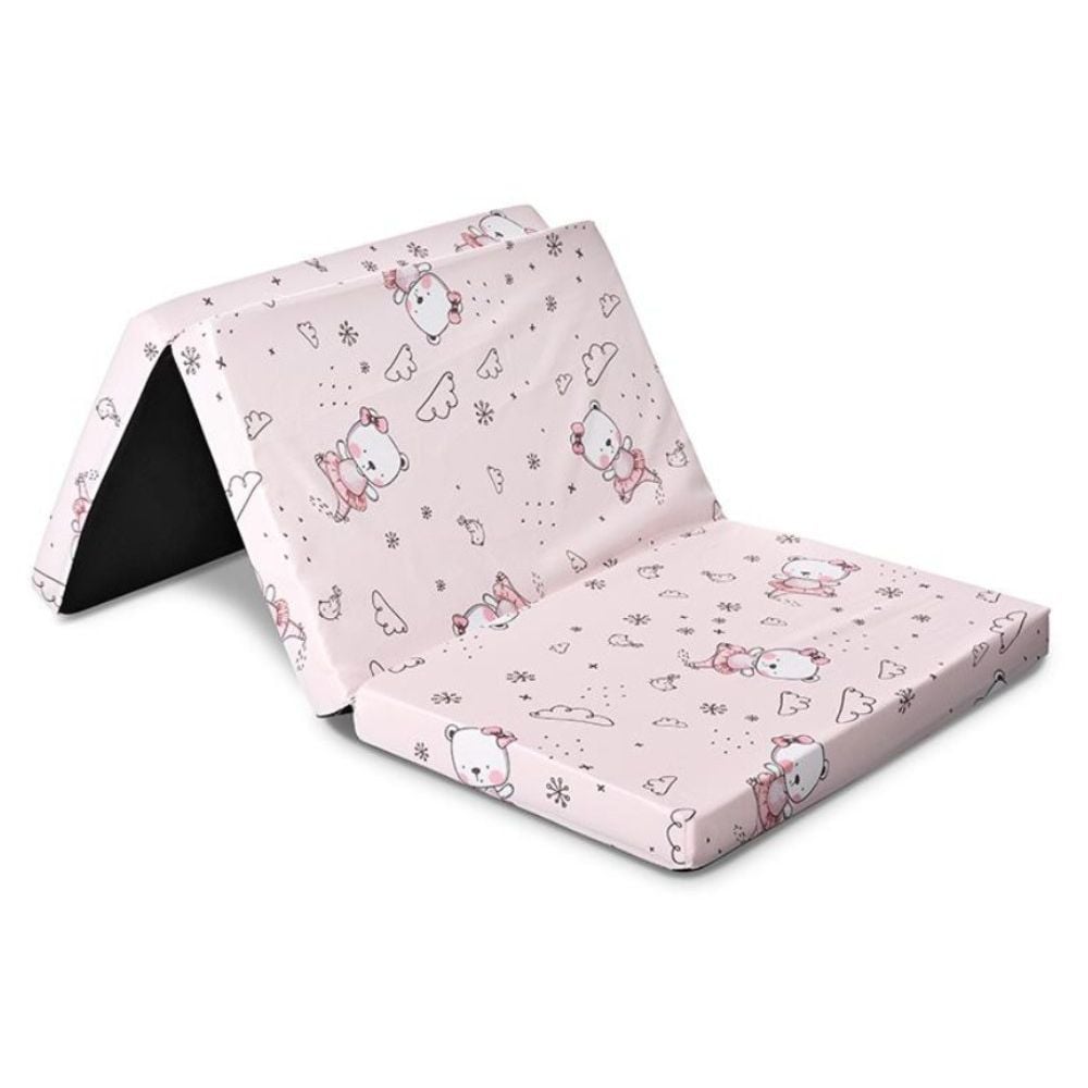 Saltea pliabila de voiaj, Lorelli, spuma elastica, 60 x 120 x 5 cm, Pink Ballerina Bear