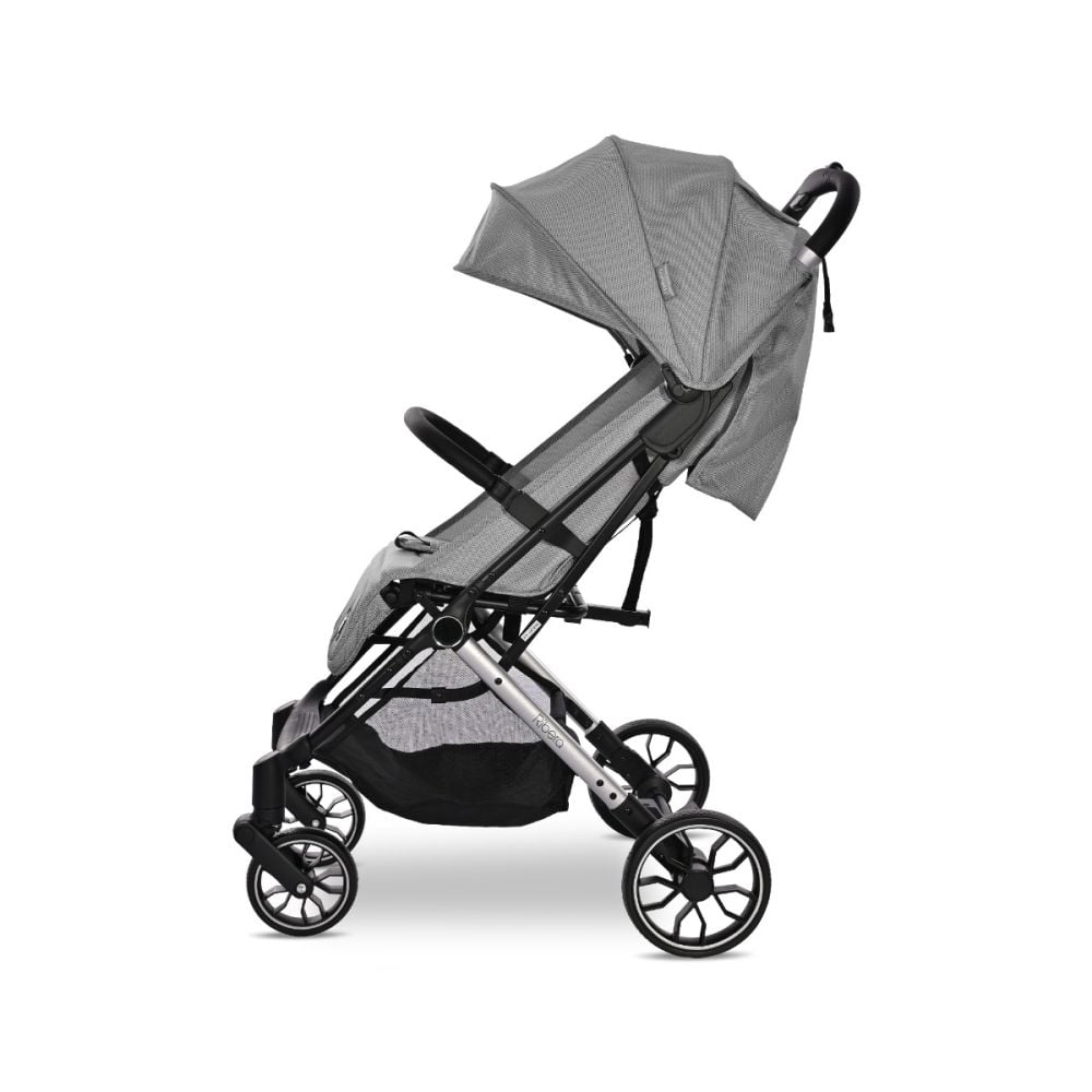 Carucior pentru nou-nascut, Lorelli Ribera, tip troler, dimensiuni compatibile avion, Grey Icy