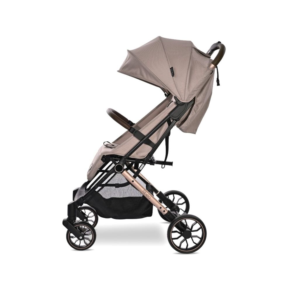 Carucior pentru nou-nascut, Lorelli Ribera, tip troler, dimensiuni compatibile avion, Beige Warm
