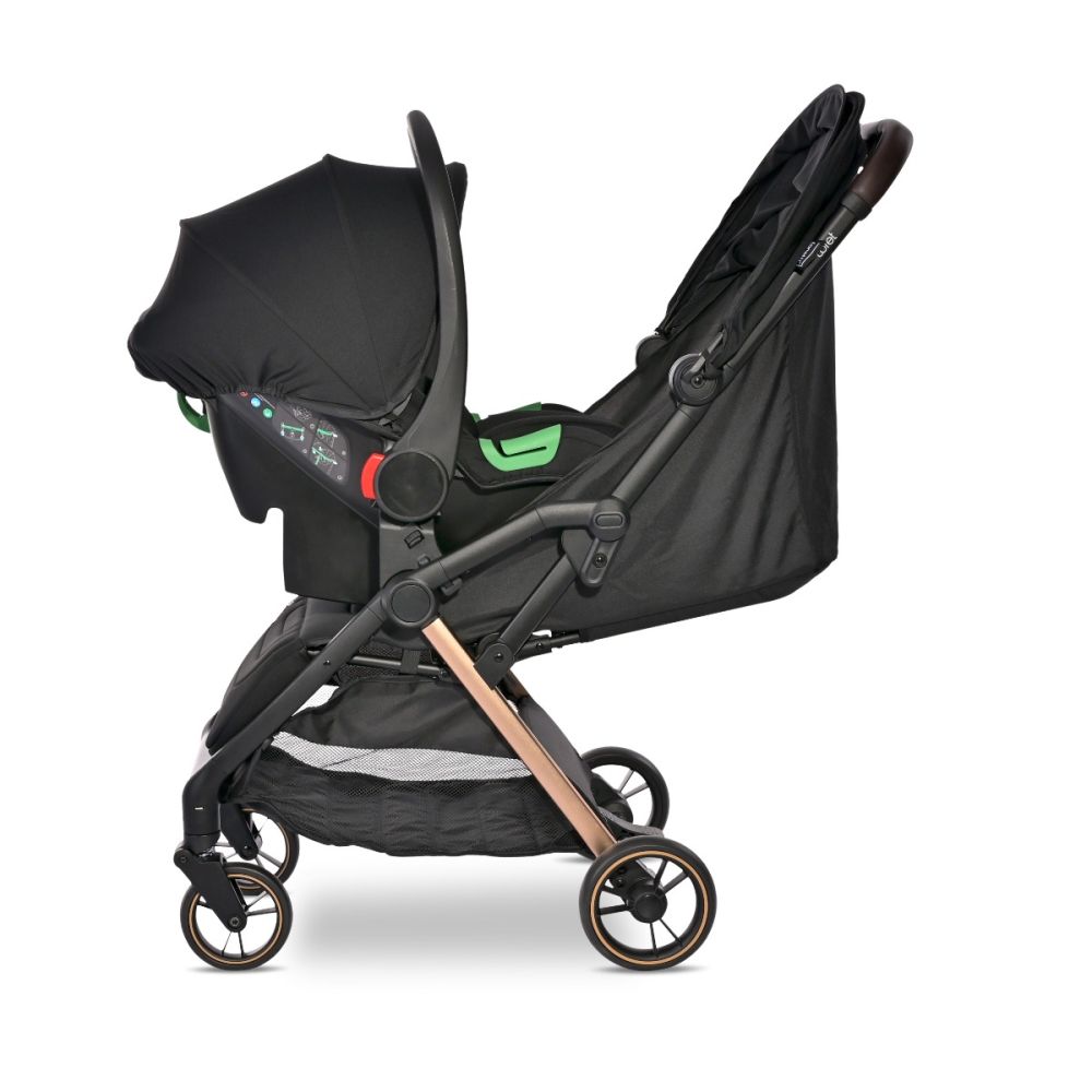Carucior pentru nou-nascut autofold, Lorelli Loret, ultra-light, pana la 22 kg, Black Jasper