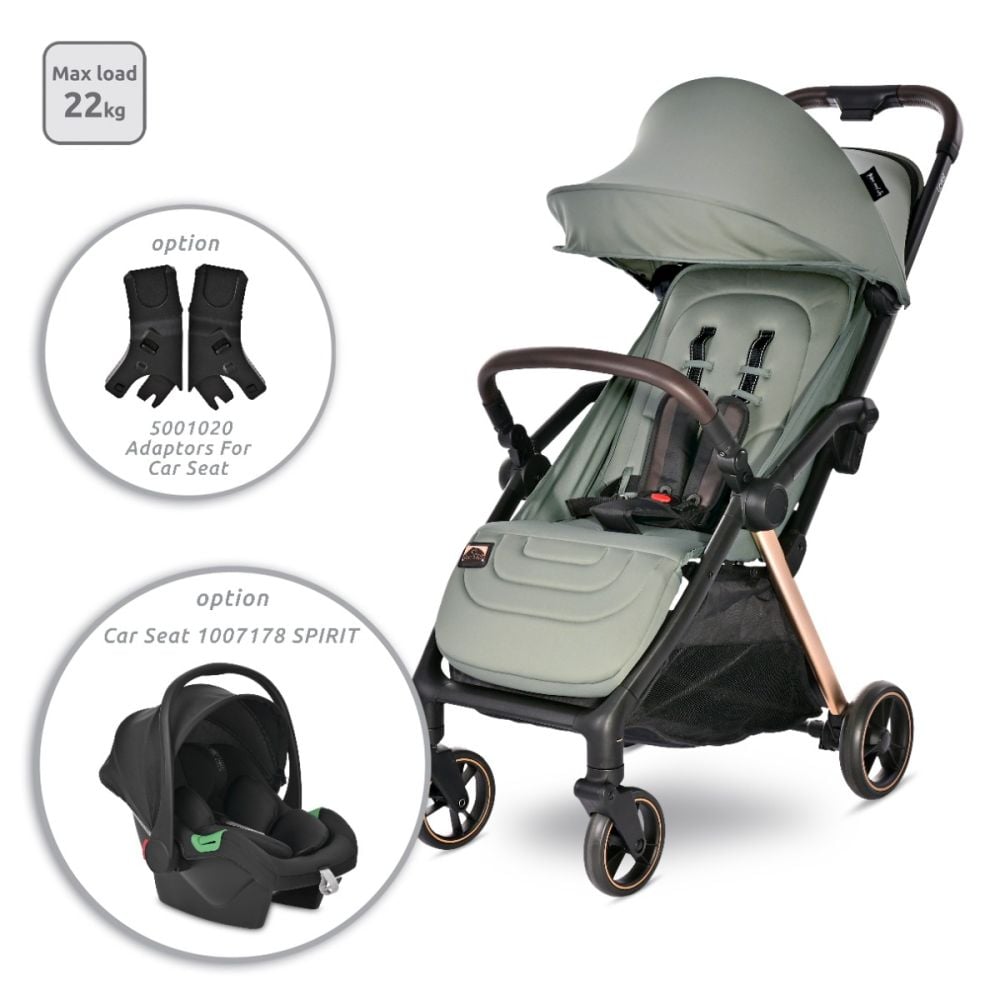 Carucior pentru nou-nascut autofold, Lorelli Loret, ultra-light, pana la 22 kg, Green