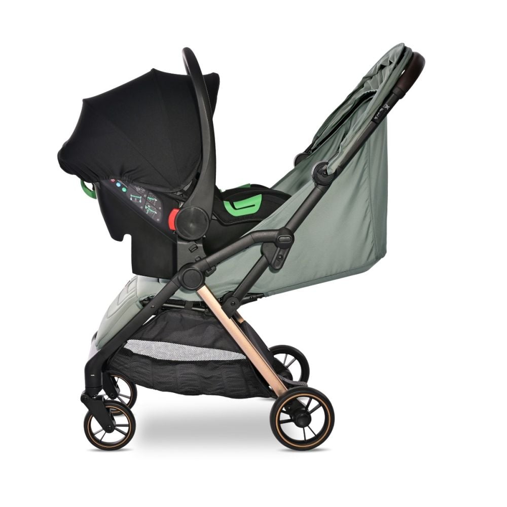 Carucior pentru nou-nascut autofold, Lorelli Loret, ultra-light, pana la 22 kg, Green