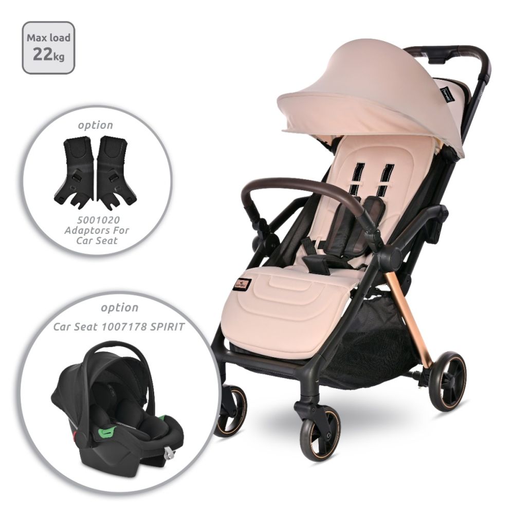 Carucior pentru nou-nascut autofold, Lorelli Loret, ultra-light, pana la 22 kg, Beige