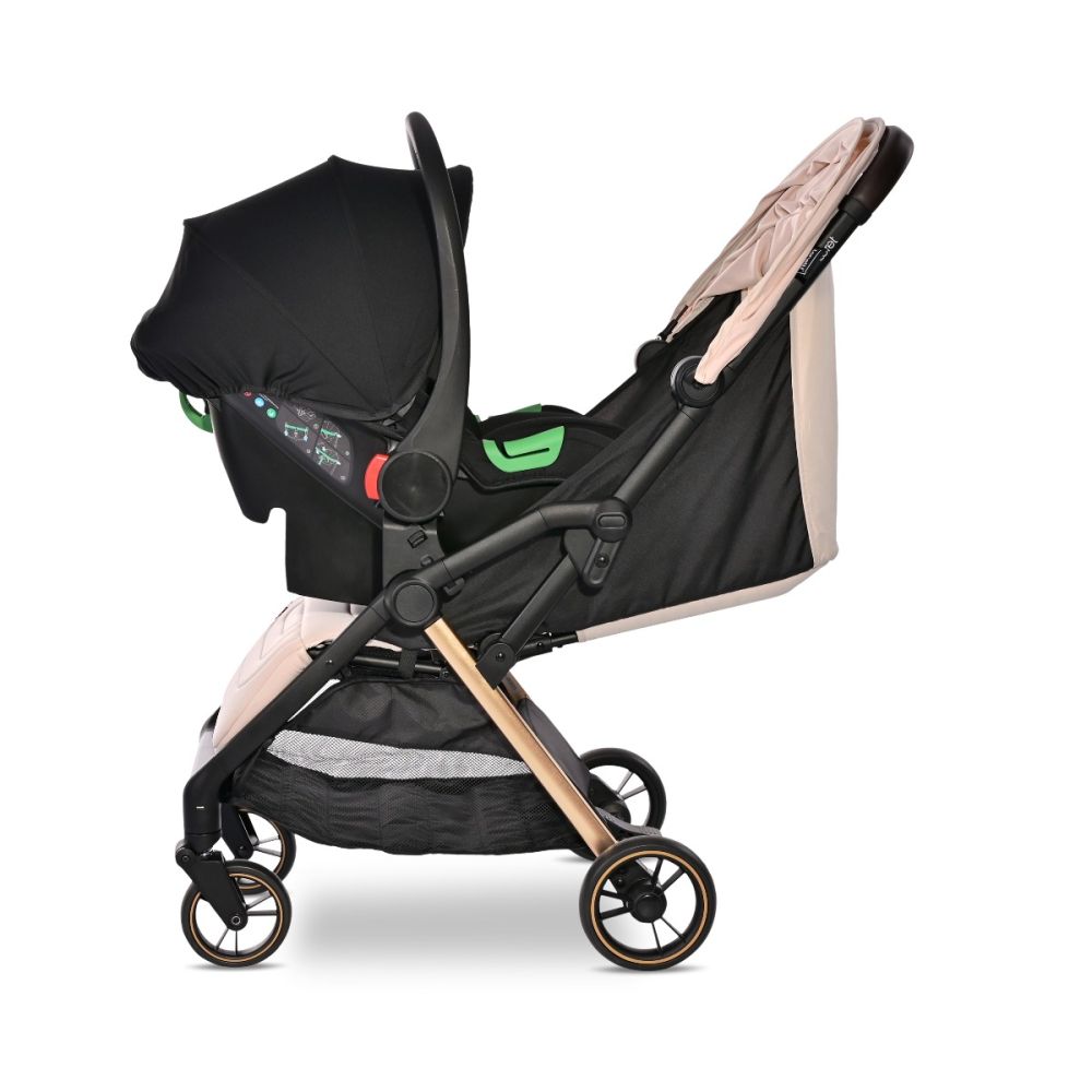 Carucior pentru nou-nascut autofold, Lorelli Loret, ultra-light, pana la 22 kg, Beige