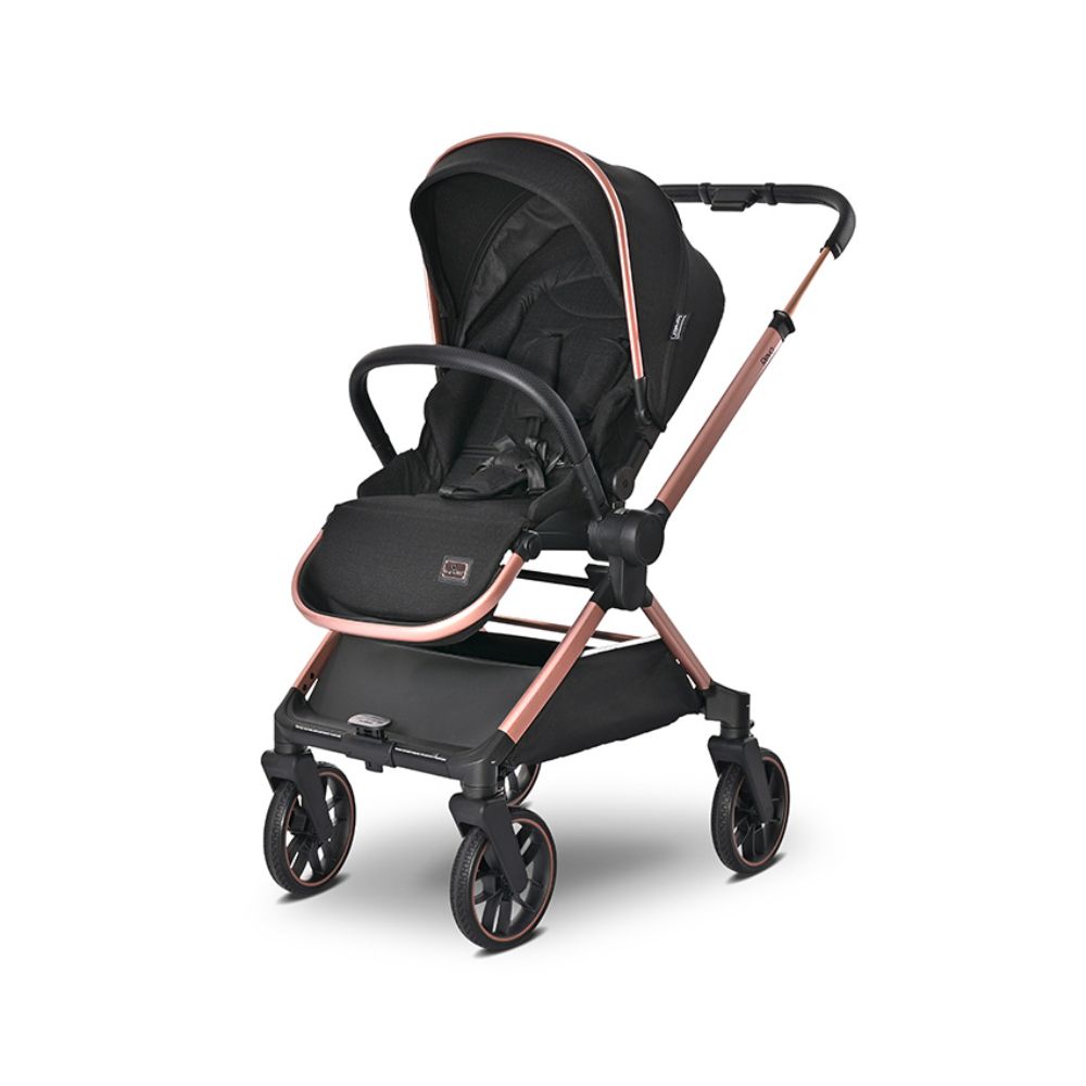 Carucior 3 in 1, Lorelli Reya, maner reversibil, pana la 22 kg, Black Jasper