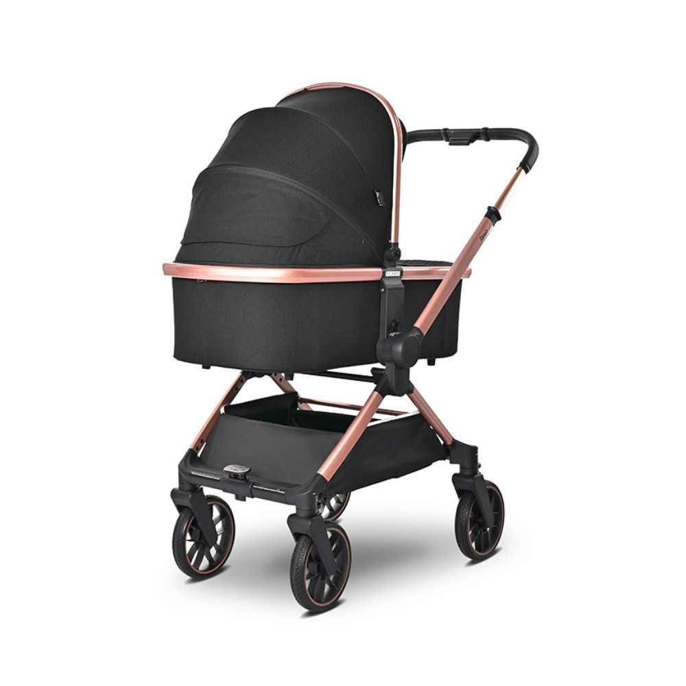 Carucior 3 in 1, Lorelli Reya, maner reversibil, pana la 22 kg, Black Jasper