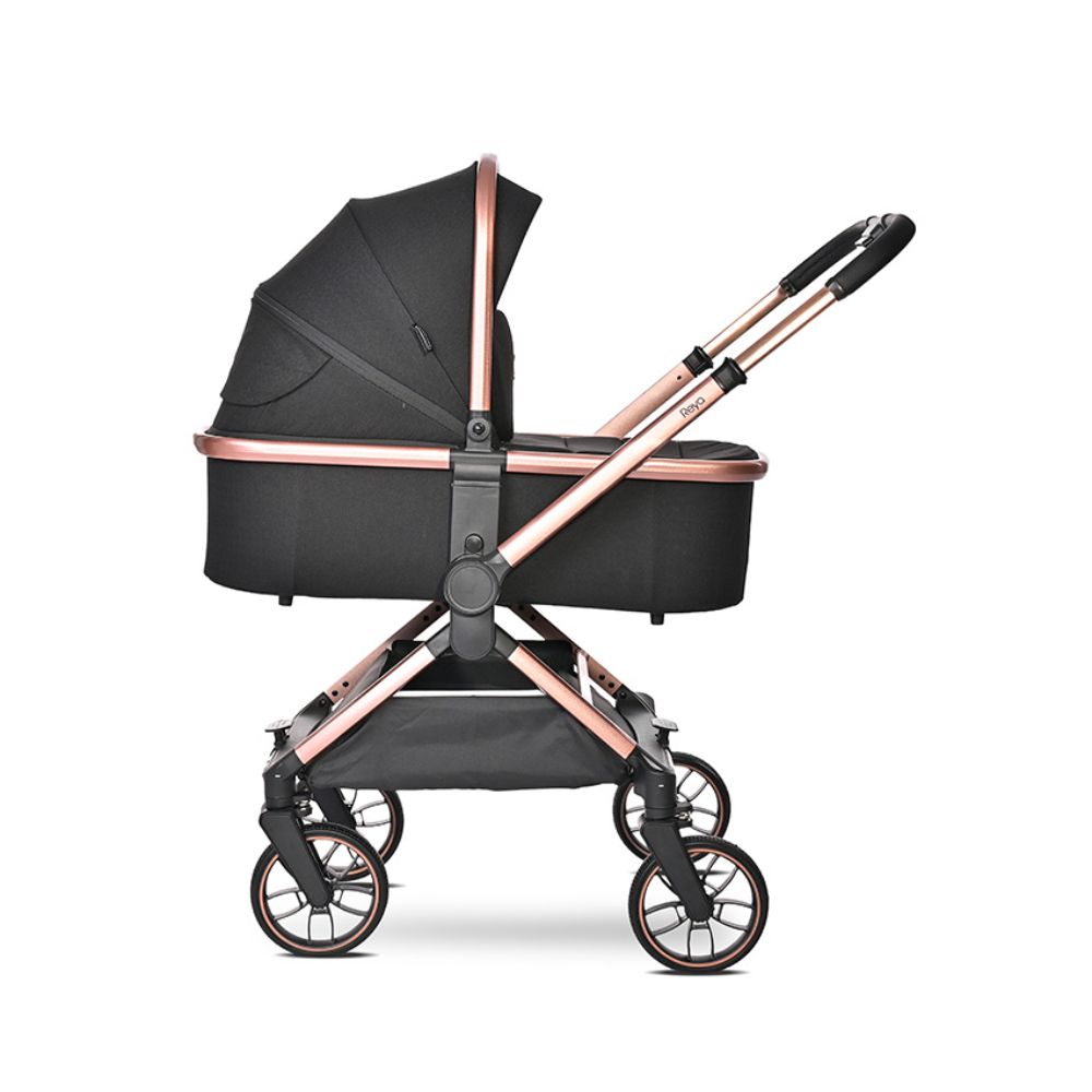 Carucior 3 in 1, Lorelli Reya, maner reversibil, pana la 22 kg, Black Jasper