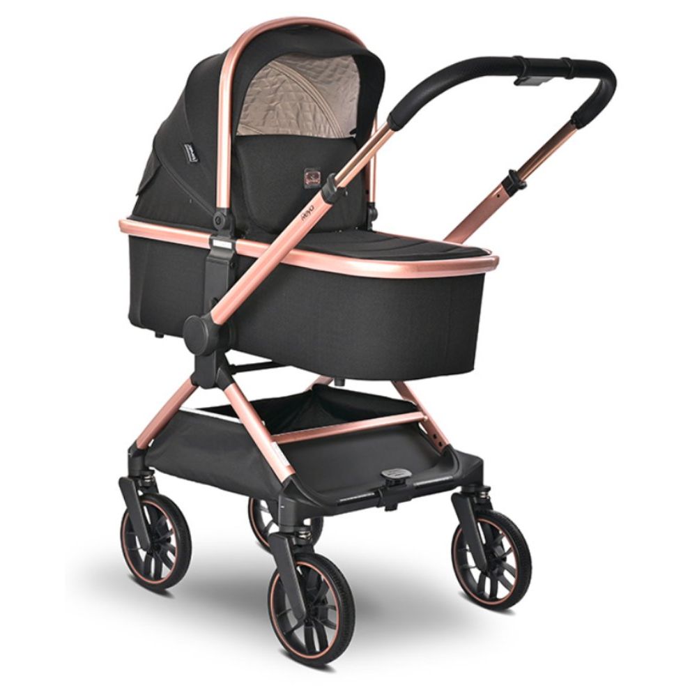 Carucior 3 in 1, Lorelli Reya, maner reversibil, pana la 22 kg, Black Jasper