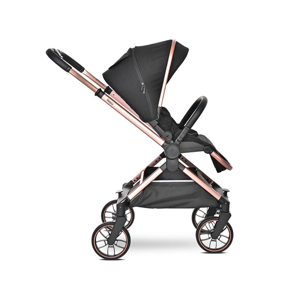 Carucior 3 in 1, Lorelli Reya, maner reversibil, pana la 22 kg, Black Jasper