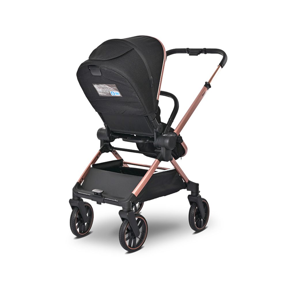Carucior 3 in 1, Lorelli Reya, maner reversibil, pana la 22 kg, Black Jasper