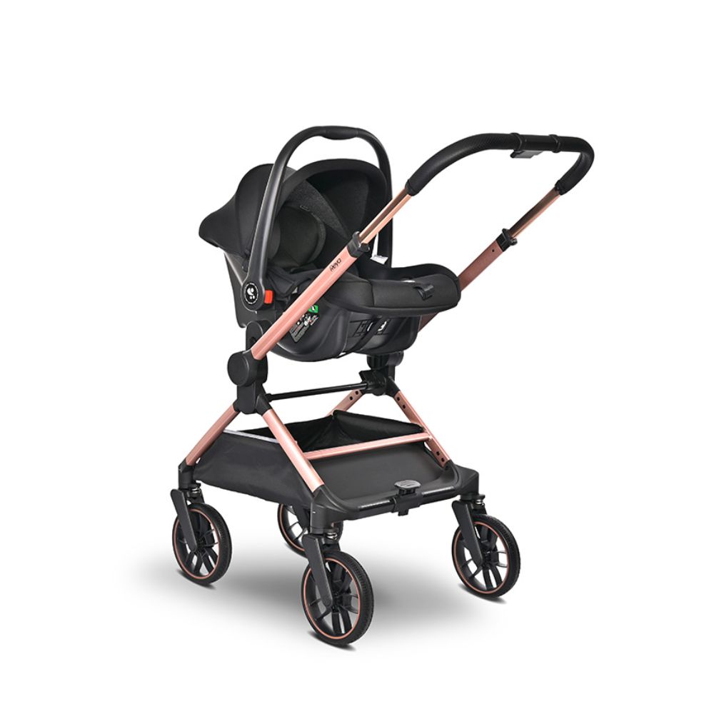 Carucior 3 in 1, Lorelli Reya, maner reversibil, pana la 22 kg, Black Jasper