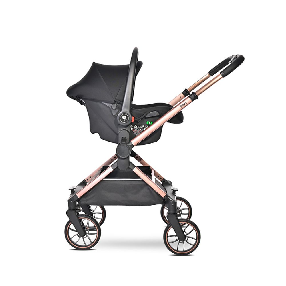 Carucior 3 in 1, Lorelli Reya, maner reversibil, pana la 22 kg, Black Jasper