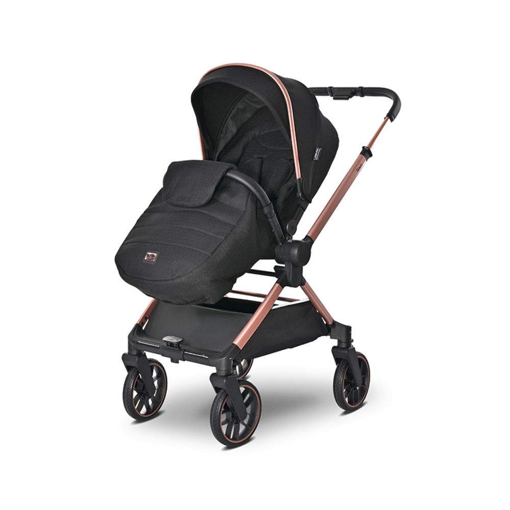 Carucior 3 in 1, Lorelli Reya, maner reversibil, pana la 22 kg, Black Jasper