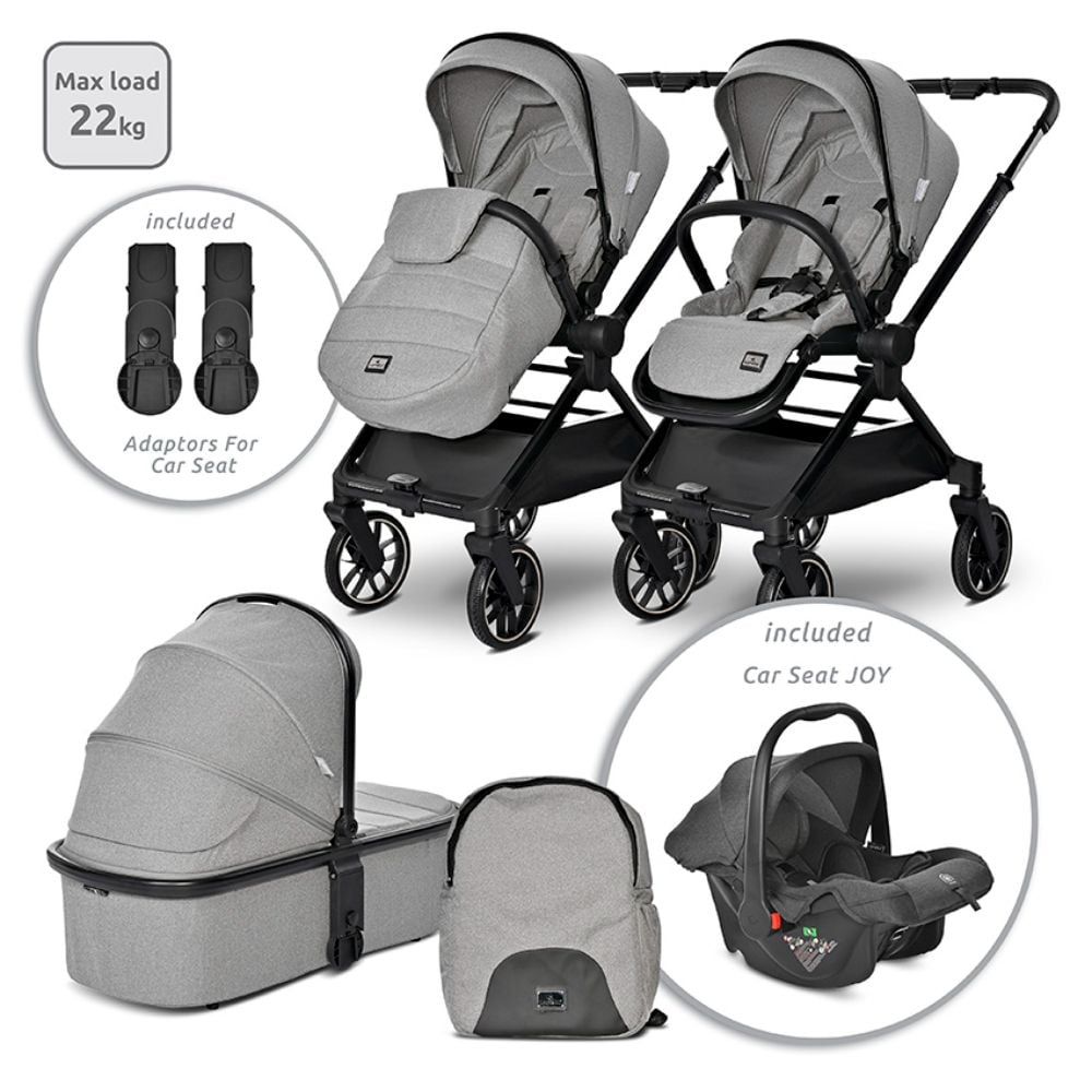 Carucior 3 in 1, Lorelli Reya, maner reversibil, pana la 22 kg, Grey