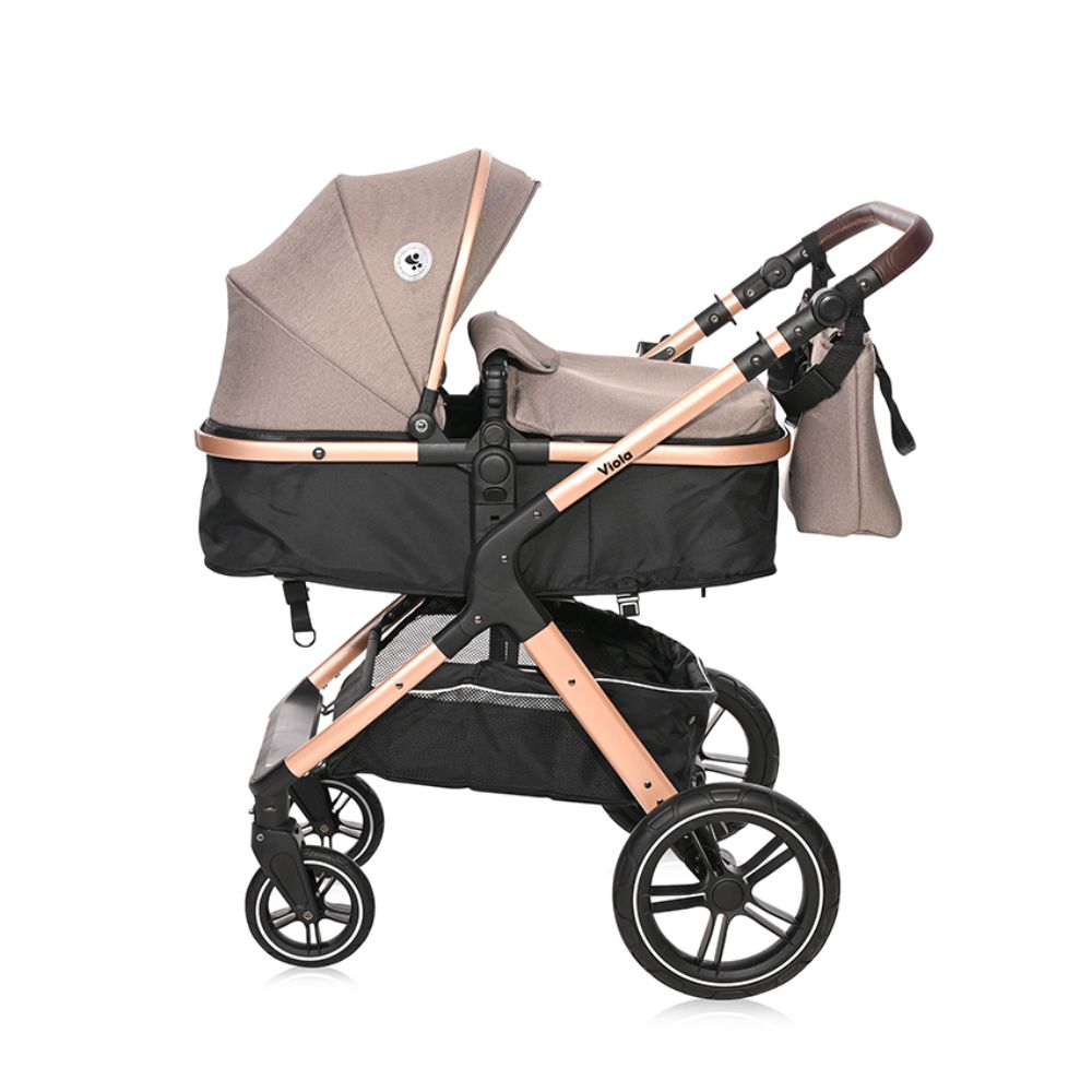 Carucior Lorelli Viola, Cos auto inclus, set adaptori, pana la 22 kg, Pearl Beige