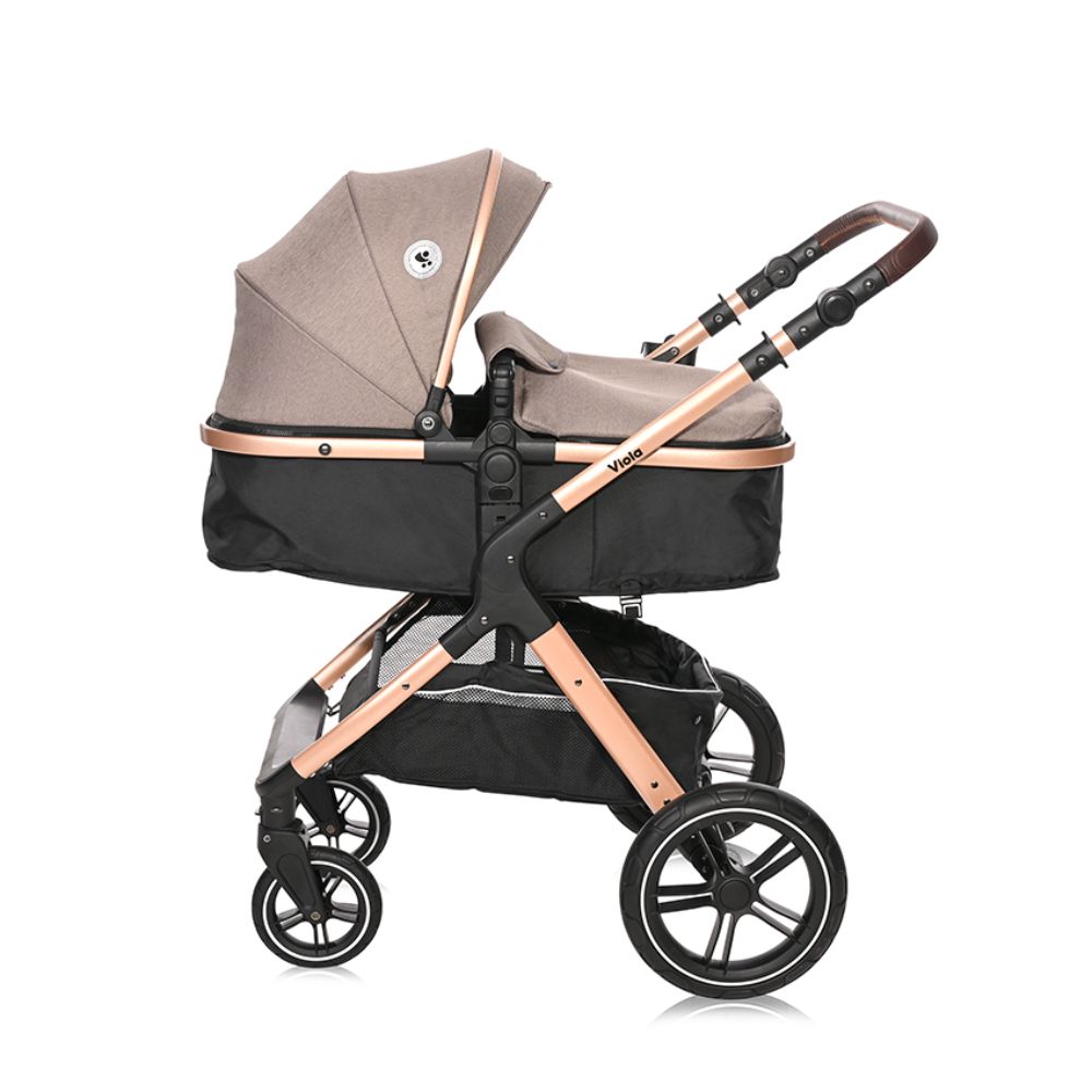 Carucior Lorelli Viola, Cos auto inclus, set adaptori, pana la 22 kg, Pearl Beige