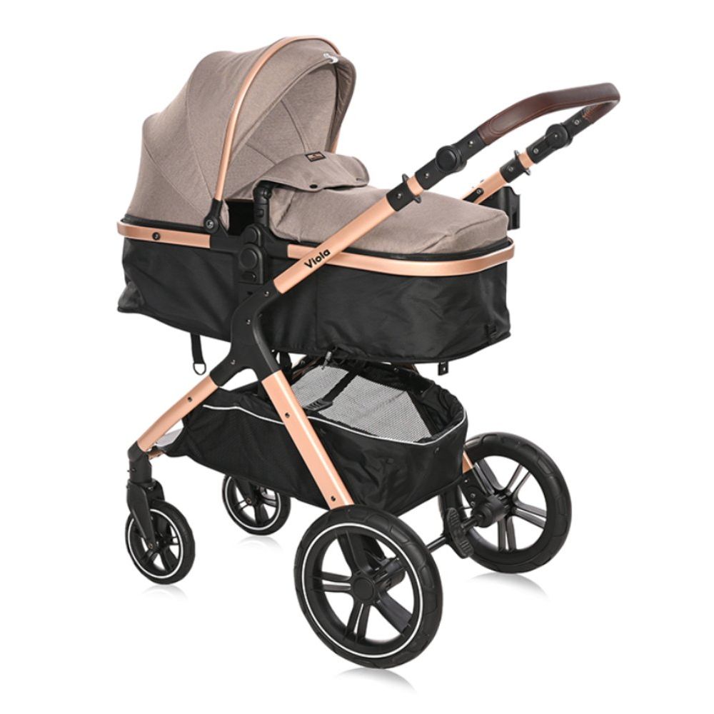 Carucior Lorelli Viola, Cos auto inclus, set adaptori, pana la 22 kg, Pearl Beige
