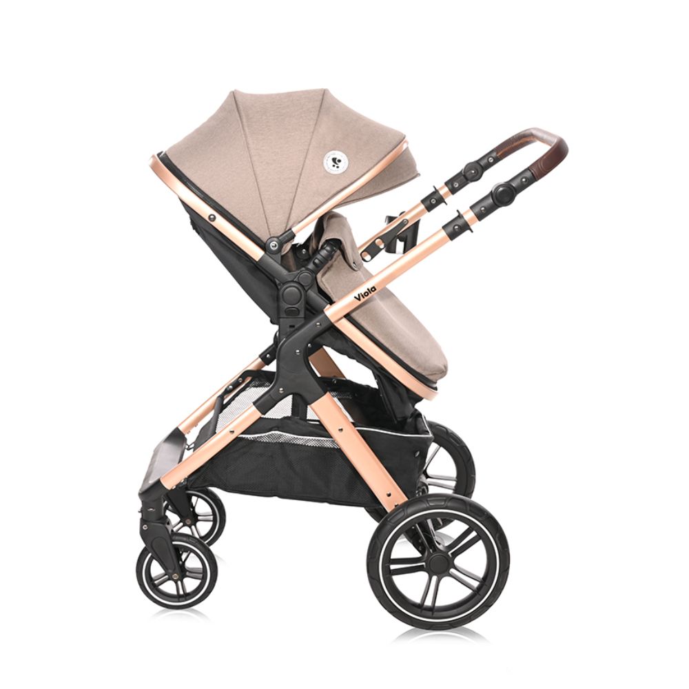 Carucior Lorelli Viola, Cos auto inclus, set adaptori, pana la 22 kg, Pearl Beige